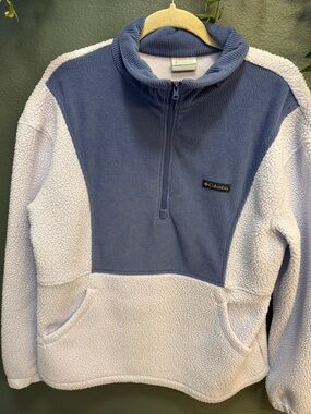 Columbia Blue and White Half-Zip Sherpa Pullover